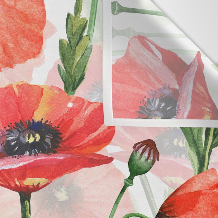 Summer Botanical Poppies Field Wall Tapestry Gallery Image 3