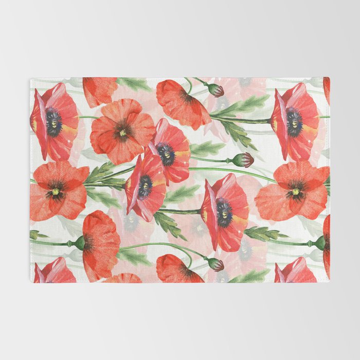 Summer Botanical Poppies Field Rug Gallery Image 2
