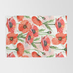 Summer Botanical Poppies Field Rug Gallery Image 2