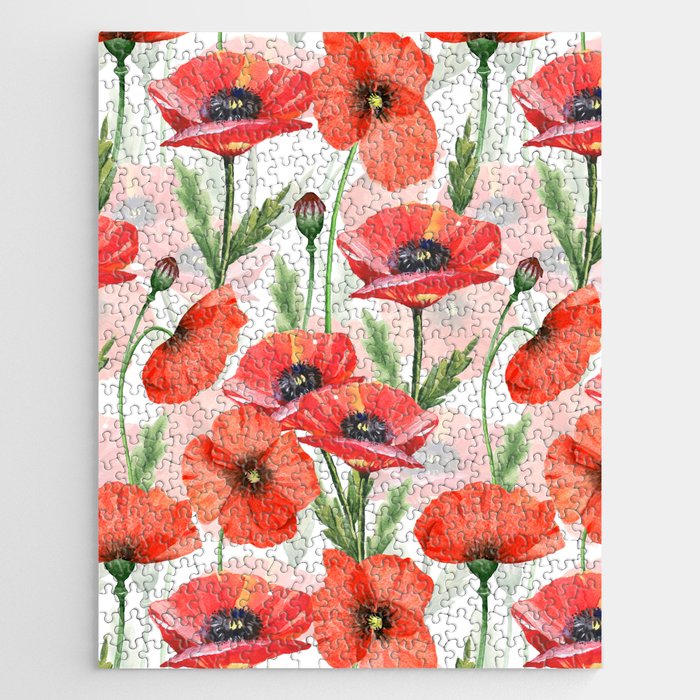 Summer Botanical Poppies Field Jigsaw Puzzle Gallery Image 1