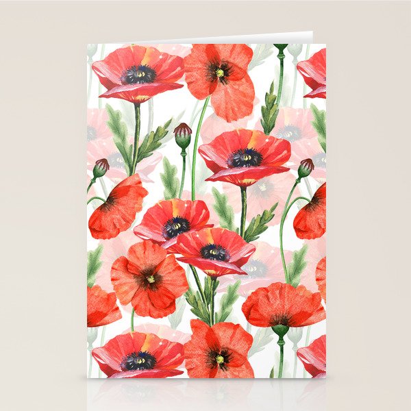 Summer Botanical Poppies Field Stationery Card Gallery Image 1