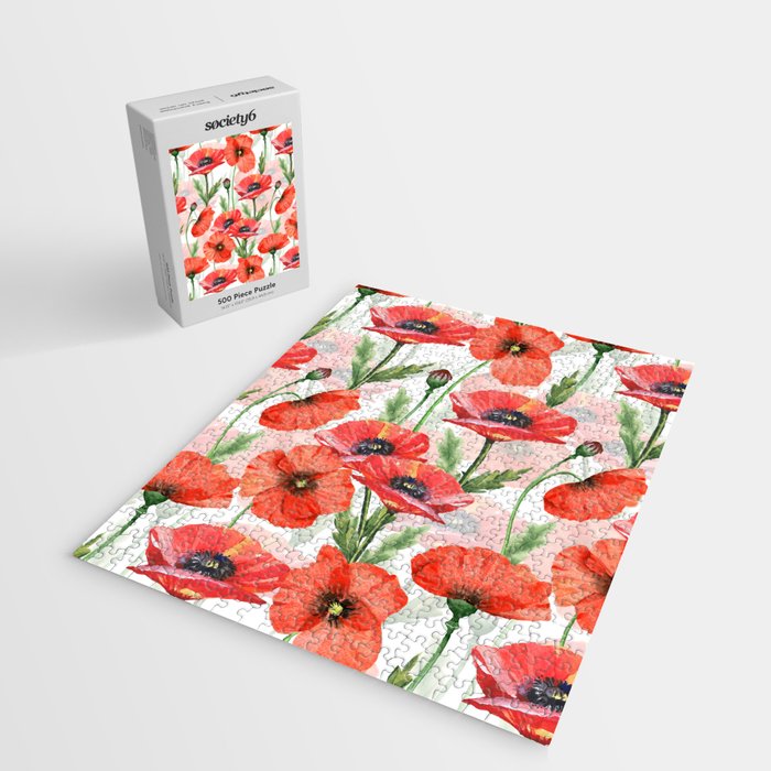 Summer Botanical Poppies Field Jigsaw Puzzle Gallery Image 2