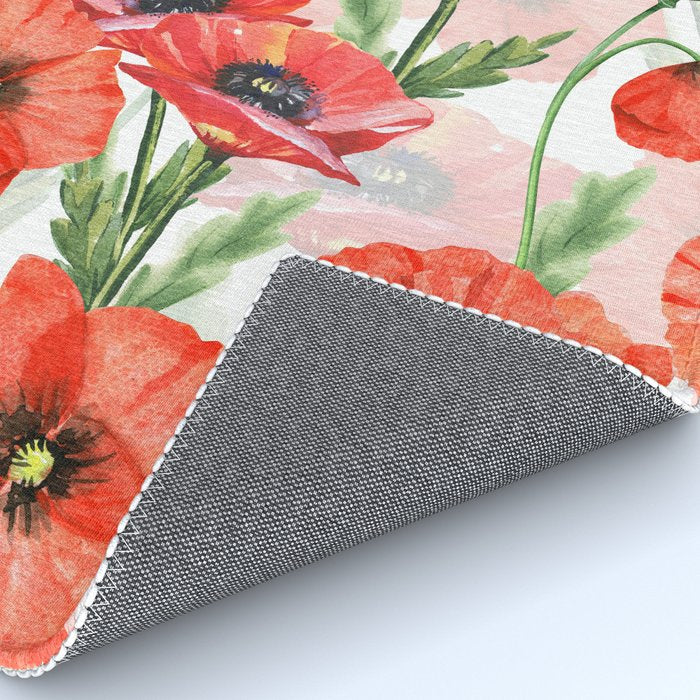 Summer Botanical Poppies Field Rug Gallery Image 4