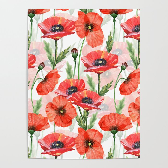 Summer Botanical Poppies Field Poster Gallery Image 4