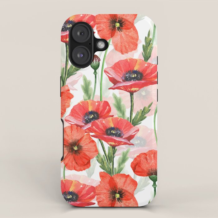 Summer Botanical Poppies Field iPhone Case Gallery Image 1