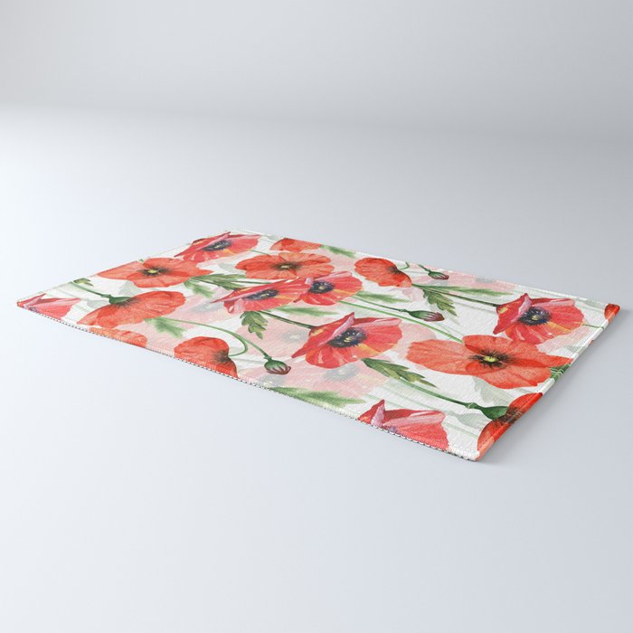 Summer Botanical Poppies Field Rug Gallery Image 3