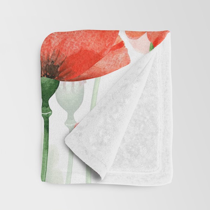 Summer Botanical Poppies Field Throw Blanket Gallery Image 3