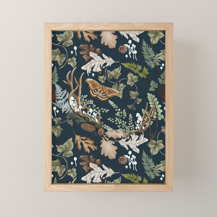 Bohemian leafy forest at night Mini Art Print Gallery Image 1