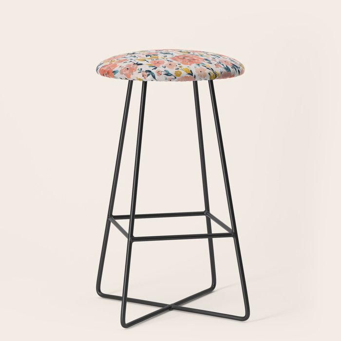 Tropical Coral Floral Stool Gallery Image 1