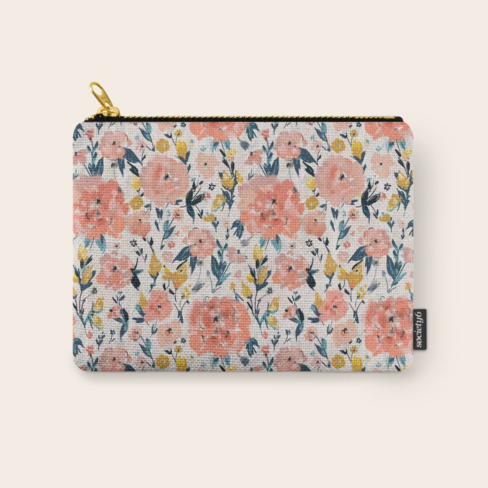 Tropical Coral Floral Carry All Pouch Gallery Image 1