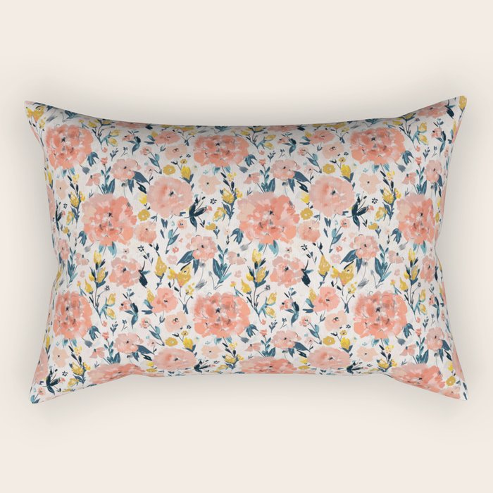 Tropical Coral Floral Rectangular Pillow Gallery Image 2