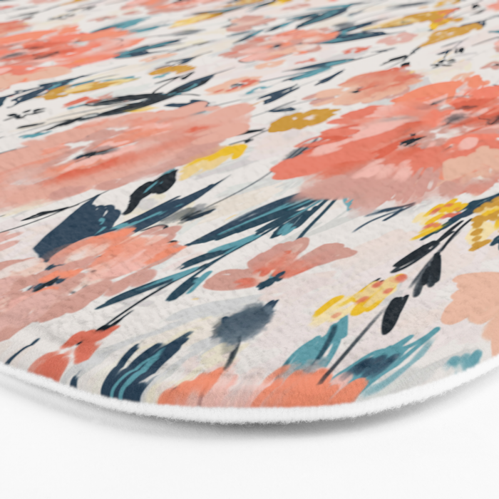 Tropical Coral Floral Bath Mat Gallery Image 3