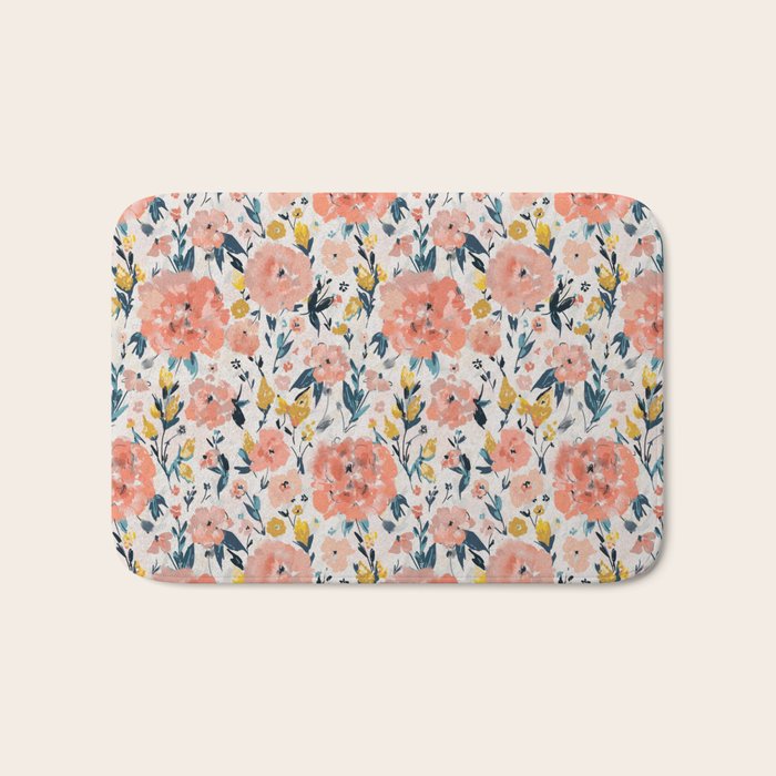Tropical Coral Floral Bath Mat Gallery Image 1