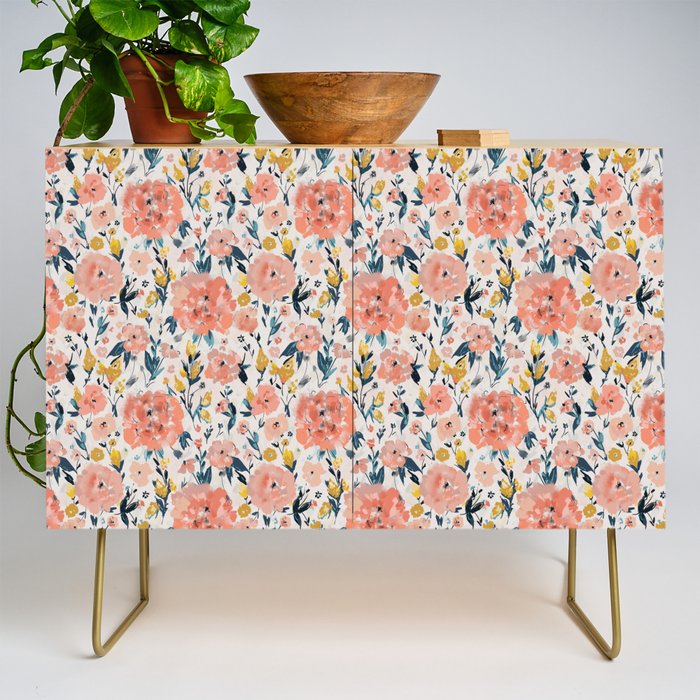 Tropical Coral Floral Credenza Gallery Image 1