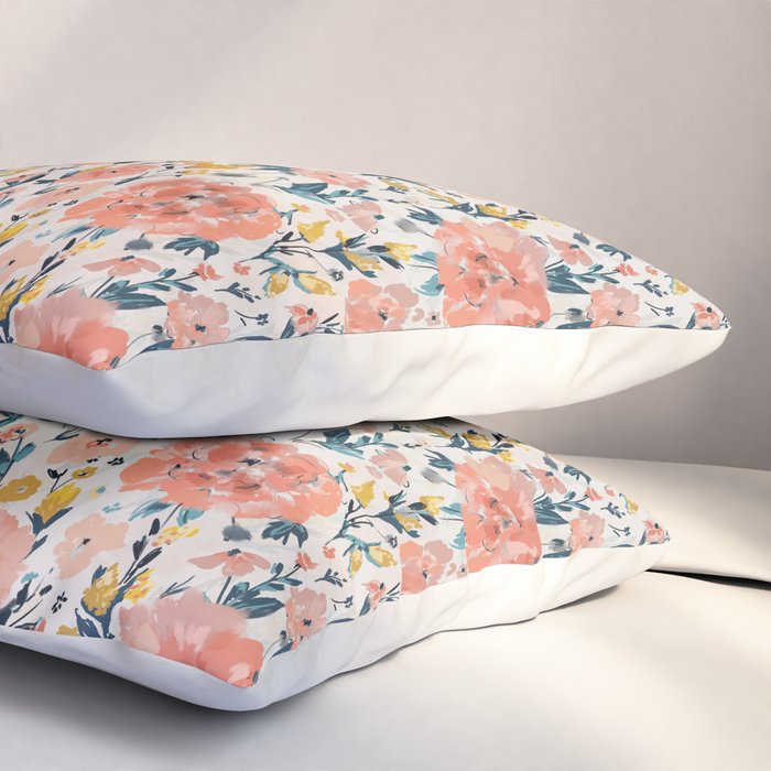 Tropical Coral Floral Pillow Sham Gallery Image 3