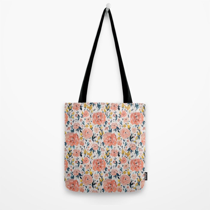 Tropical Coral Floral Tote Bag Gallery Image 2