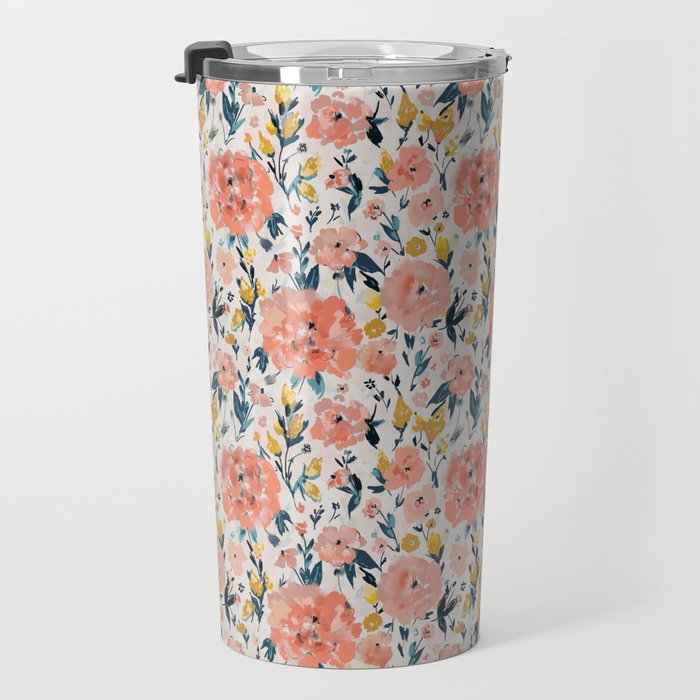 Tropical Coral Floral Travel Mug Gallery Image 3