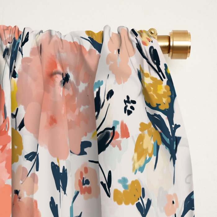 Tropical Coral Floral Window Curtain Gallery Image 2