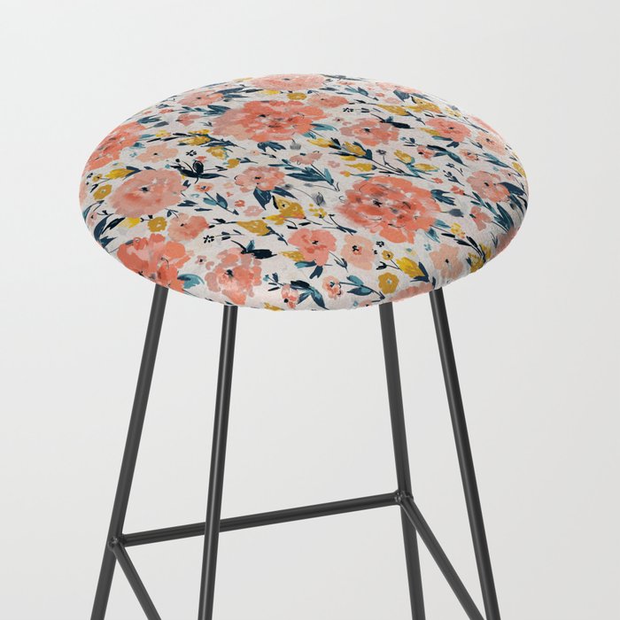 Tropical Coral Floral Stool Gallery Image 2
