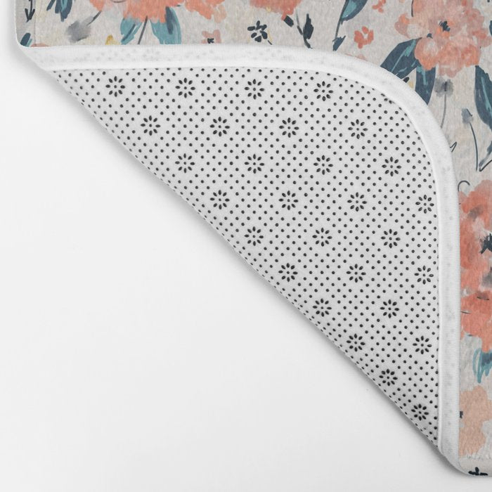 Tropical Coral Floral Bath Mat Gallery Image 2
