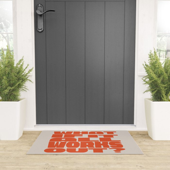 Bold Optimistic Quote in Retro Orange Welcome Mat Gallery Image 3