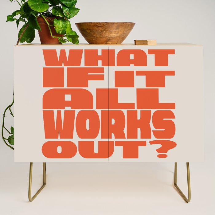 Bold Optimistic Quote in Retro Orange Credenza Gallery Image 1