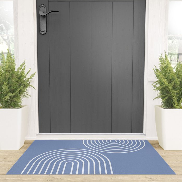 Periwinkle Blue Minimalist Welcome Mat Gallery Image 3