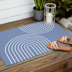 Periwinkle Blue Minimalist Outdoor Rug Gallery Image 2