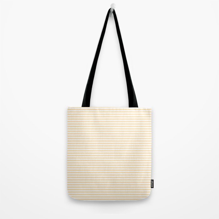 Moccasin Yellow White Horizontal Stripe Pattern for Cozy Interior Accents Tote Bag Gallery Image 2