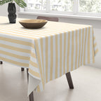 Moccasin Yellow White Horizontal Stripe Pattern for Cozy Interior Accents Tablecloth Gallery Image 3