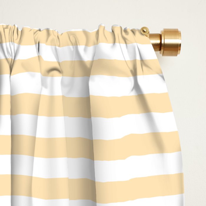 Moccasin Yellow White Horizontal Stripe Pattern for Cozy Interior Accents Window Curtain Gallery Image 2