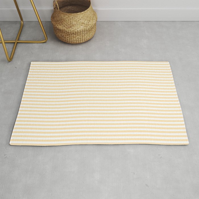 Moccasin Yellow White Horizontal Stripe Pattern for Cozy Interior Accents Rug Gallery Image 1