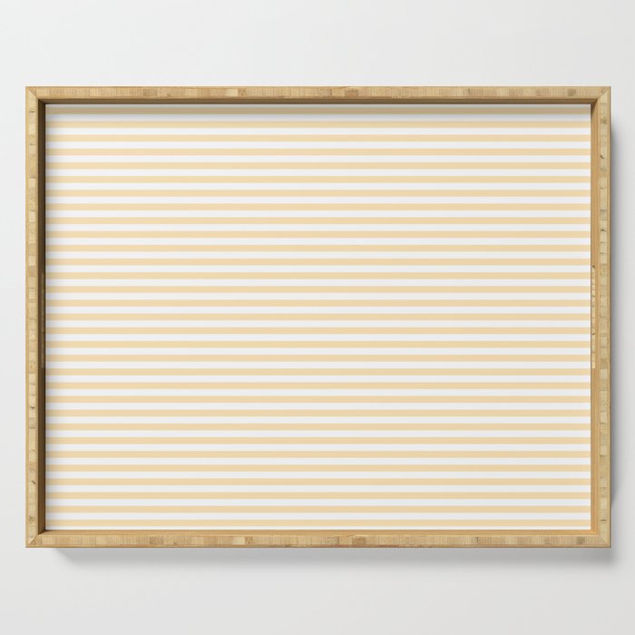 Moccasin Yellow White Horizontal Stripe Pattern for Cozy Interior Accents Serving Tray Gallery Image 1