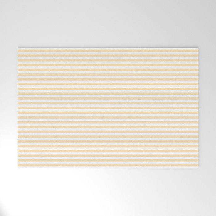 Moccasin Yellow White Horizontal Stripe Pattern for Cozy Interior Accents Welcome Mat Gallery Image 1