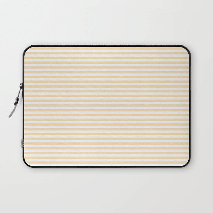 Moccasin Yellow White Horizontal Stripe Pattern for Cozy Interior Accents Laptop Sleeve Gallery Image 1