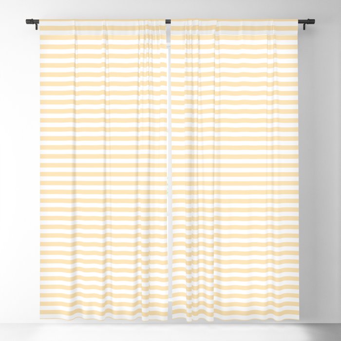 Moccasin Yellow White Horizontal Stripe Pattern for Cozy Interior Accents Window Curtain Gallery Image 1