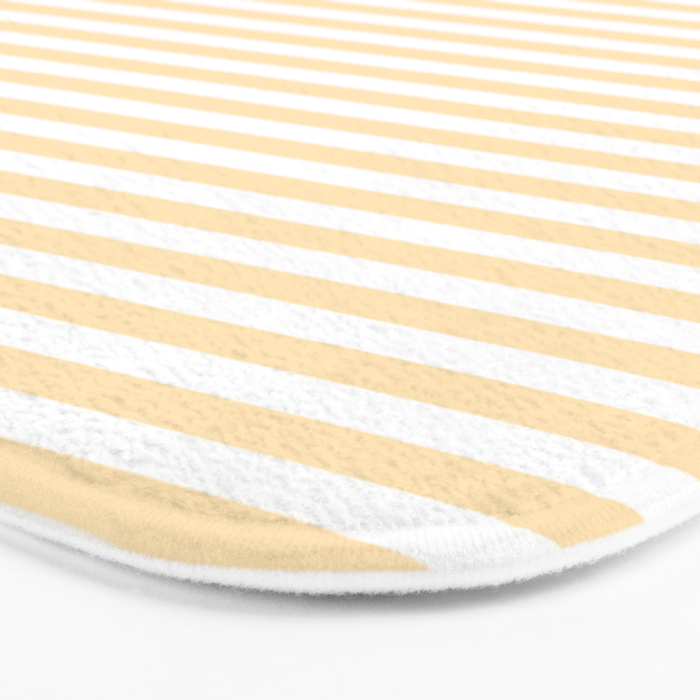 Moccasin Yellow White Horizontal Stripe Pattern for Cozy Interior Accents Bath Mat Gallery Image 3
