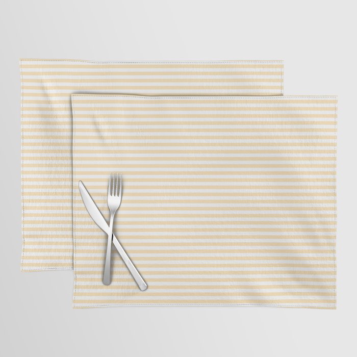 Moccasin Yellow White Horizontal Stripe Pattern for Cozy Interior Accents Placemat Gallery Image 1
