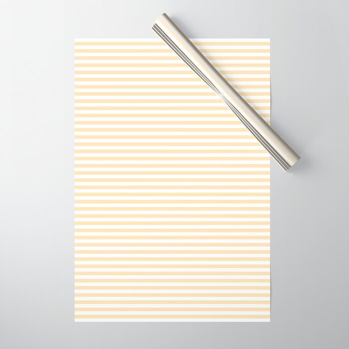 Moccasin Yellow White Horizontal Stripe Pattern for Cozy Interior Accents Wrapping Paper Gallery Image 1
