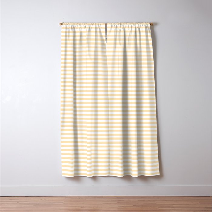 Moccasin Yellow White Horizontal Stripe Pattern for Cozy Interior Accents Window Curtain Gallery Image 3