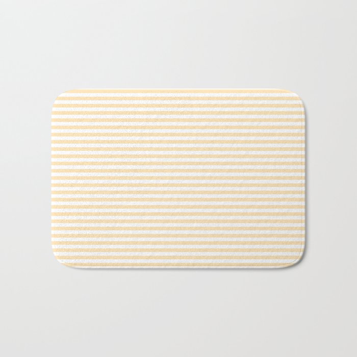 Moccasin Yellow White Horizontal Stripe Pattern for Cozy Interior Accents Bath Mat Gallery Image 1