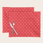 Midcentury Stars and Dots Pattern in Preppy Pink and Red Placemat Gallery Image 1