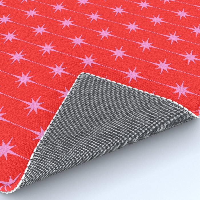 Midcentury Stars and Dots Pattern in Preppy Pink and Red Rug Gallery Image 4