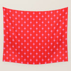 Midcentury Stars and Dots Pattern in Preppy Pink and Red Wall Tapestry Gallery Image 4