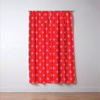 Midcentury Stars and Dots Pattern in Preppy Pink and Red Window Curtain Gallery Image 3