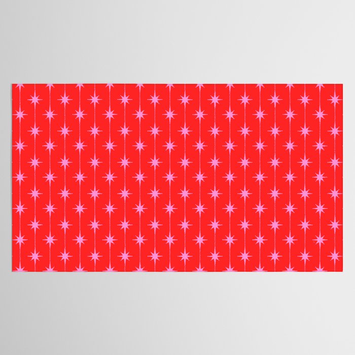 Midcentury Stars and Dots Pattern in Preppy Pink and Red Tablecloth Gallery Image 2