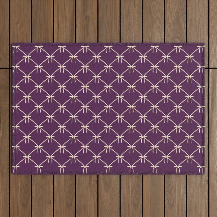 Bows & Ribbons Pattern XXXV Dark Purple Outdoor Rug Gallery Image 1