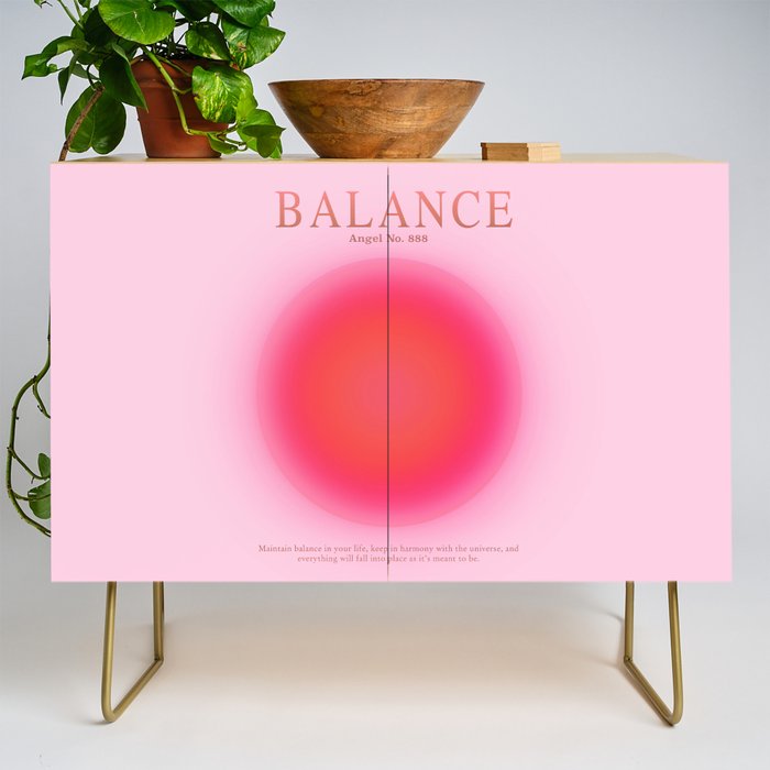 Gradient Angel Numbers: Angel Number 888 - Balance (Pink Palette) Credenza Gallery Image 1