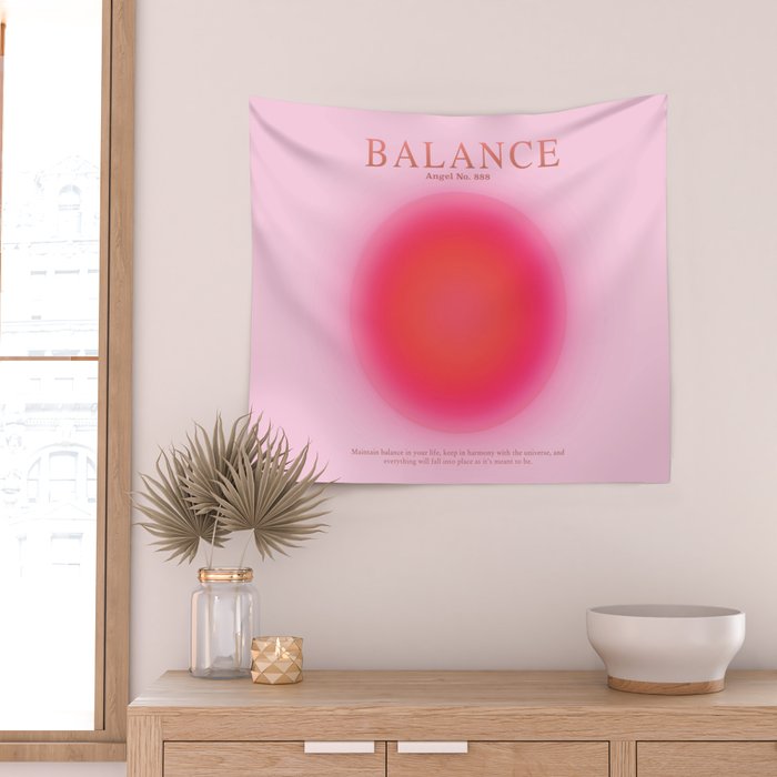Gradient Angel Numbers: Angel Number 888 - Balance (Pink Palette) Wall Tapestry Gallery Image 2