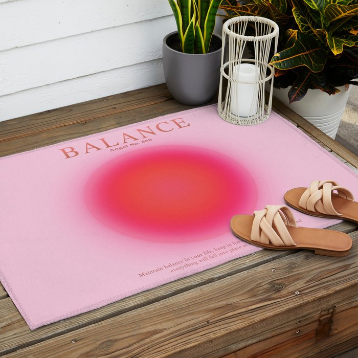 Gradient Angel Numbers: Angel Number 888 - Balance (Pink Palette) Outdoor Rug Gallery Image 2